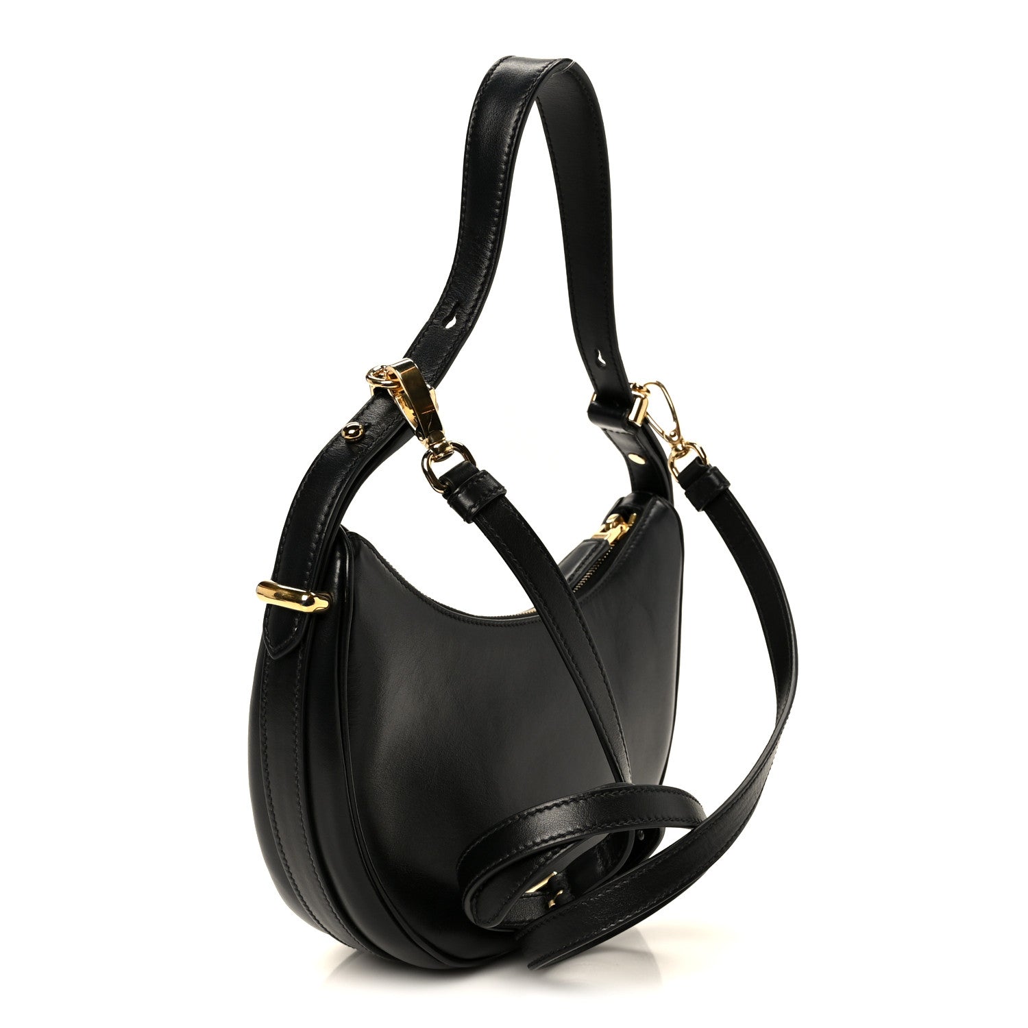 Prada Soft Calfskin Arque Shoulder Bag Black 3 of 10