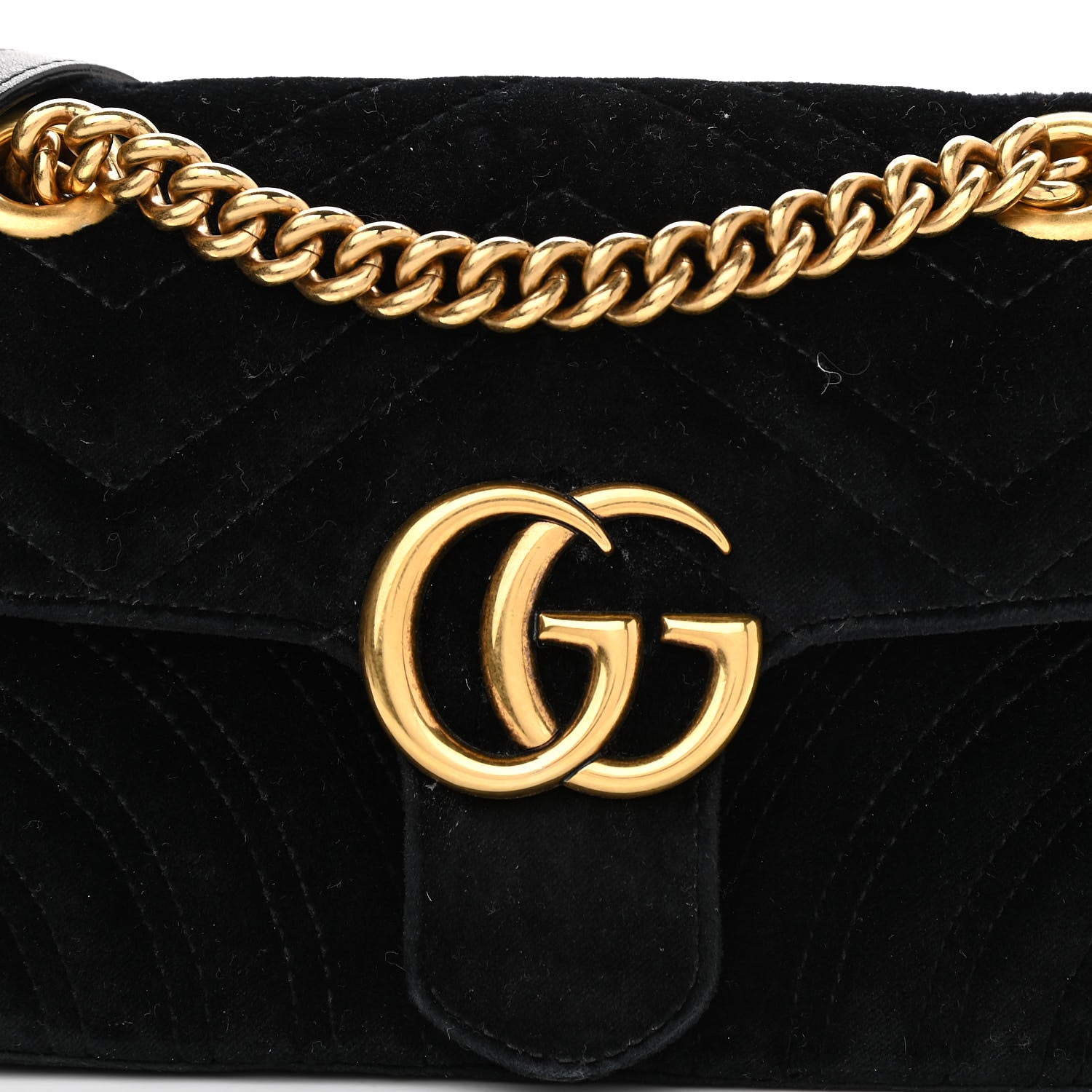 Gucci Velvet Matelasse Mini GG Marmont Shoulder Bag Black 8 of 10