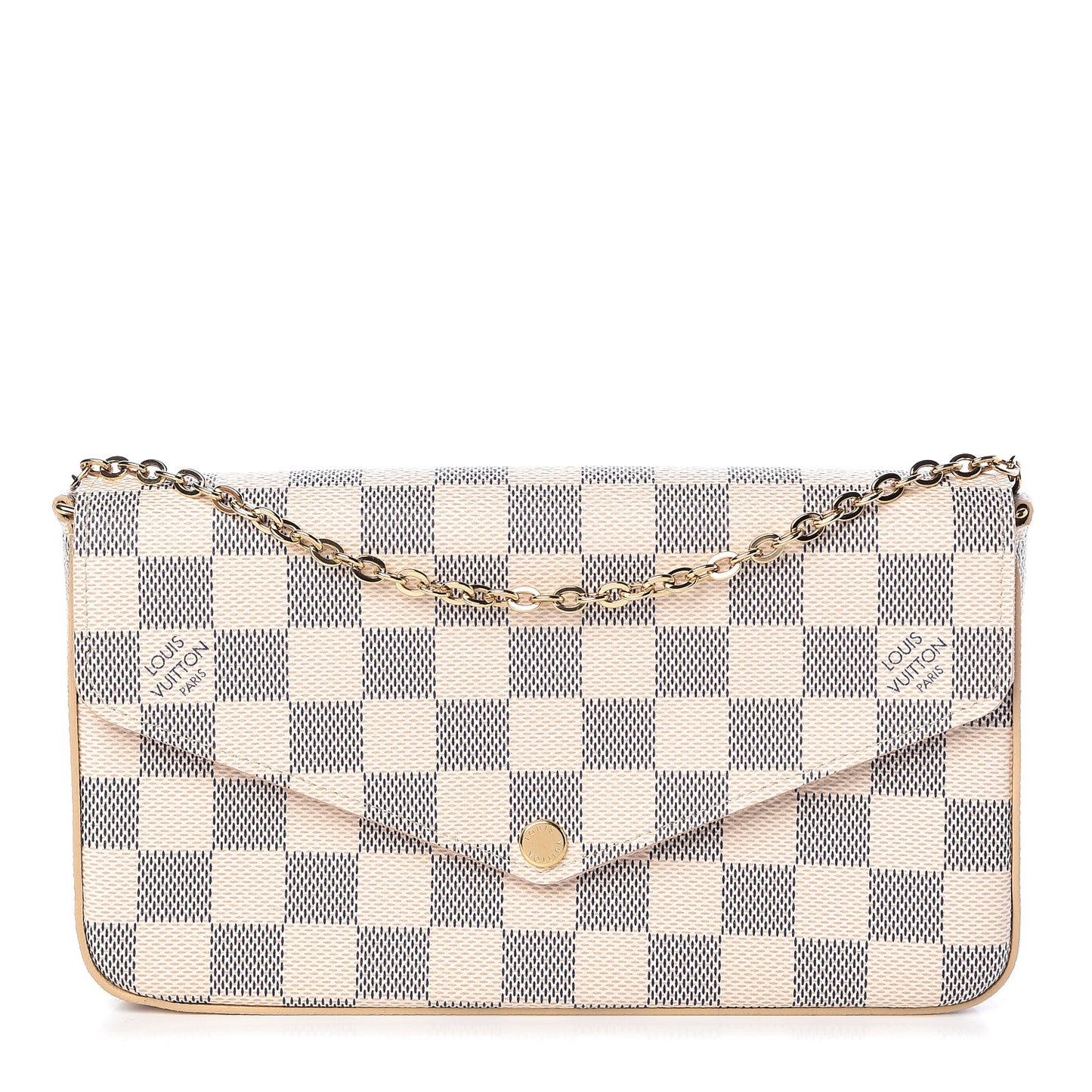 Damier Azur Pochette Felicie Chain Wallet Rose Ballerine