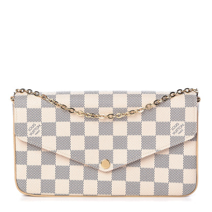 Louis Vuitton Damier Azur Pochette Felicie Chain Wallet Rose Ballerine 1 of 13