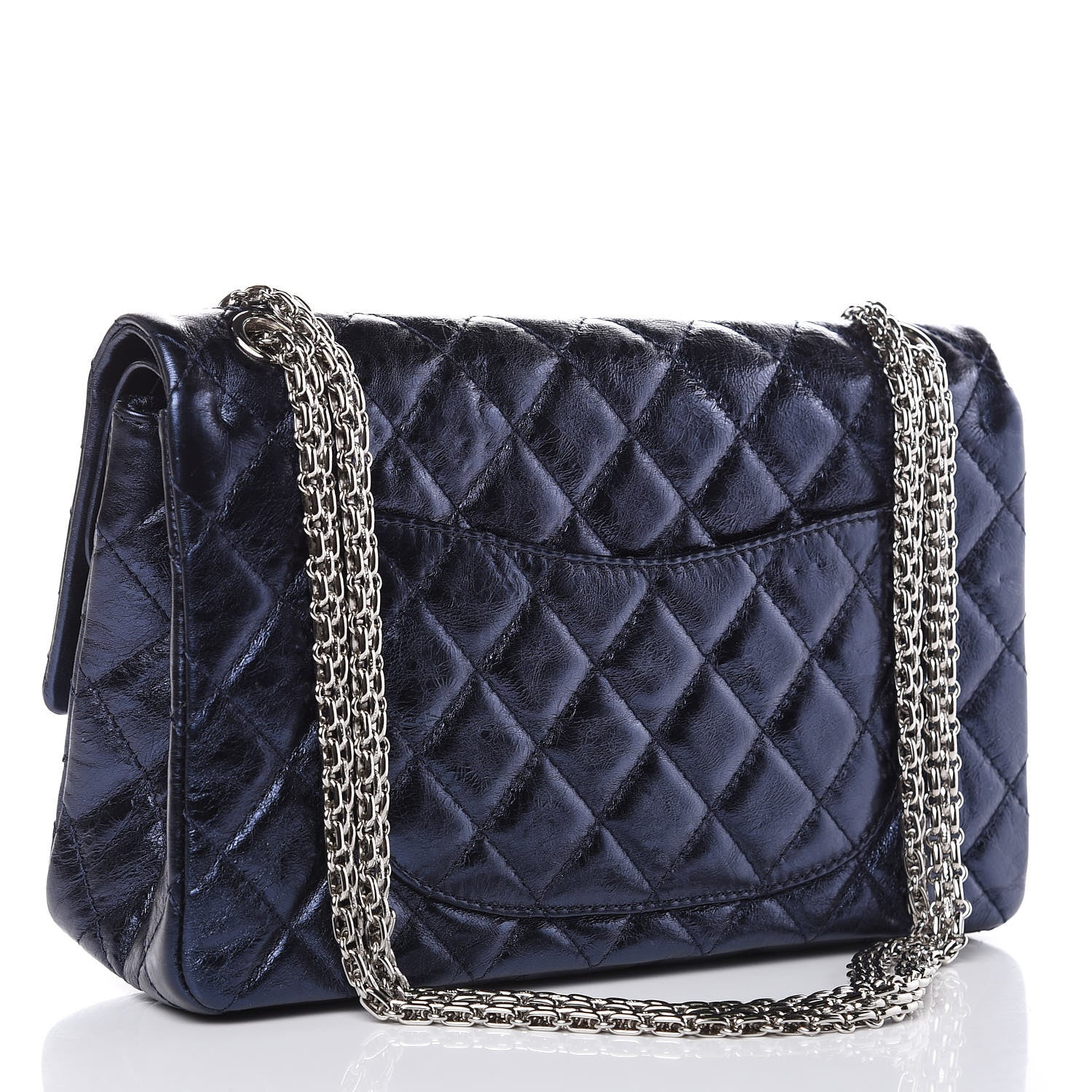 Chanel Metallic Calfskin Quilted 2.55 Reissue 226 Flap Dark Navy Blue 3 of 10