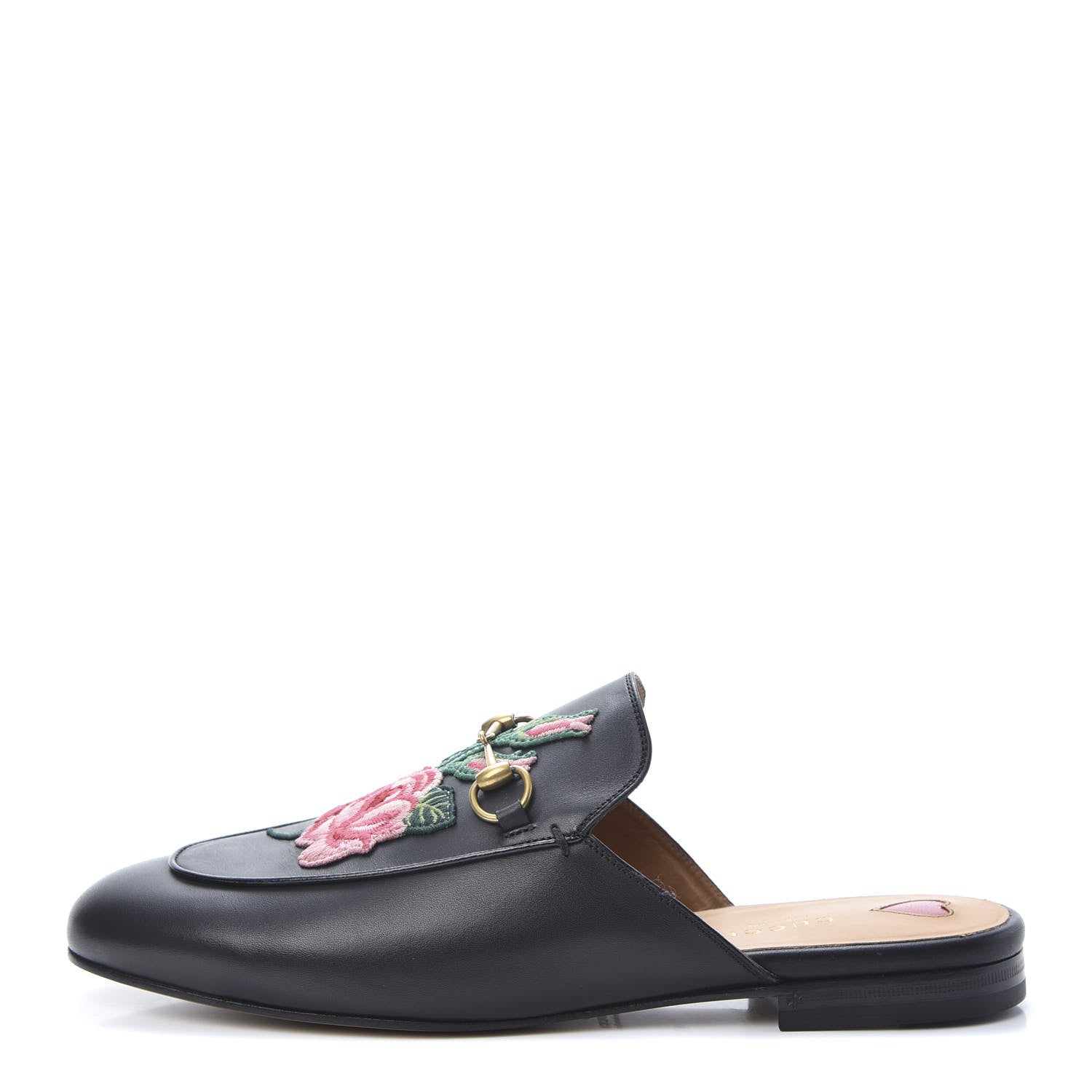 Gucci Calfskin Flower Embroidered Princetown Slippers 41 Black 1 of 10