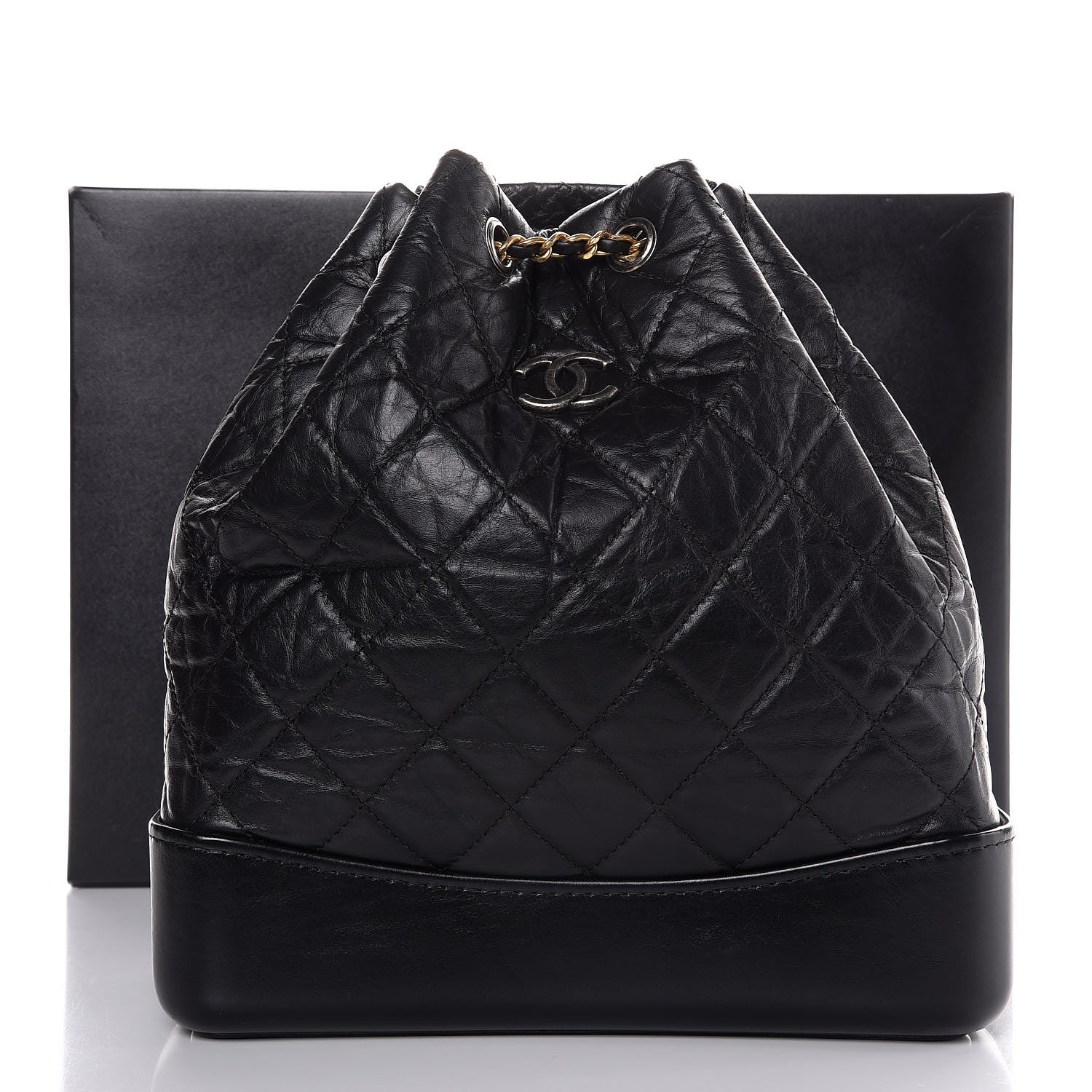 Chanel Aged Calfskin Quilted Gabrielle Backpack Black 8 of 8