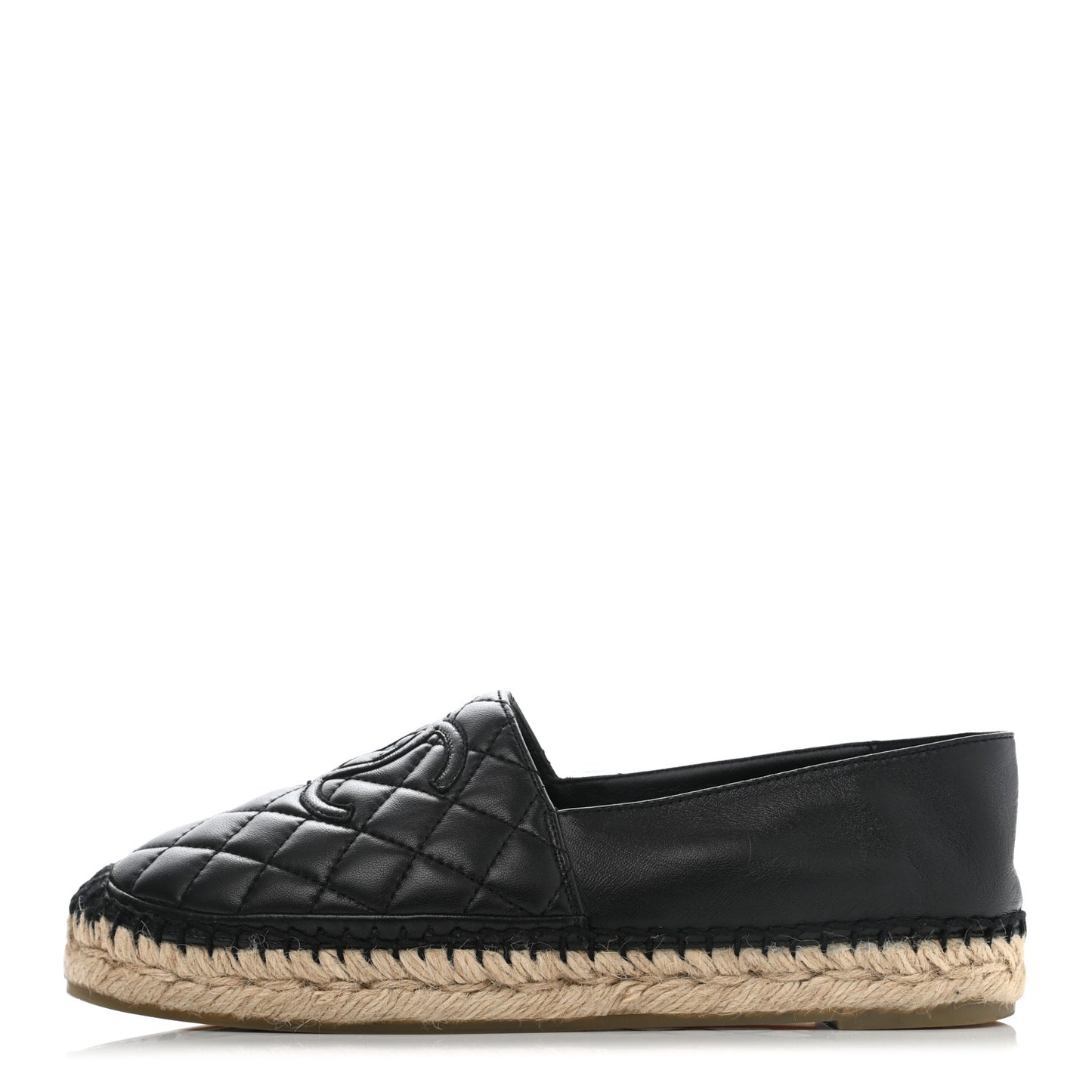 Lambskin Quilted CC Espadrilles 37 Black