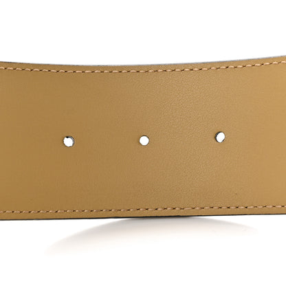 Gucci Calfskin Striped Textured Double G 50mm Belt 80 32 Black Beige 4 of 6
