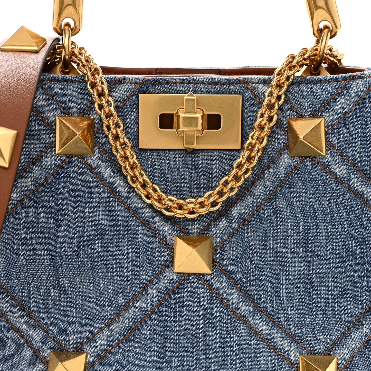 Denim Small Roman Stud The Handle Bag Light Denim Selleria