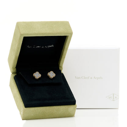 Van Cleef & Arpels 18K Yellow Gold Black Onyx Sweet Alhambra Earrings 5 of 5