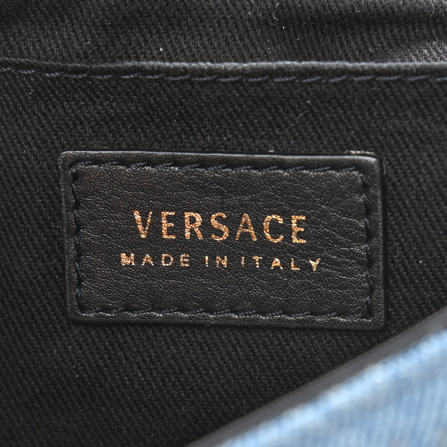 Versace Denim Barocco Printed Icon Small Crossbody Bag Blue 8 of 9