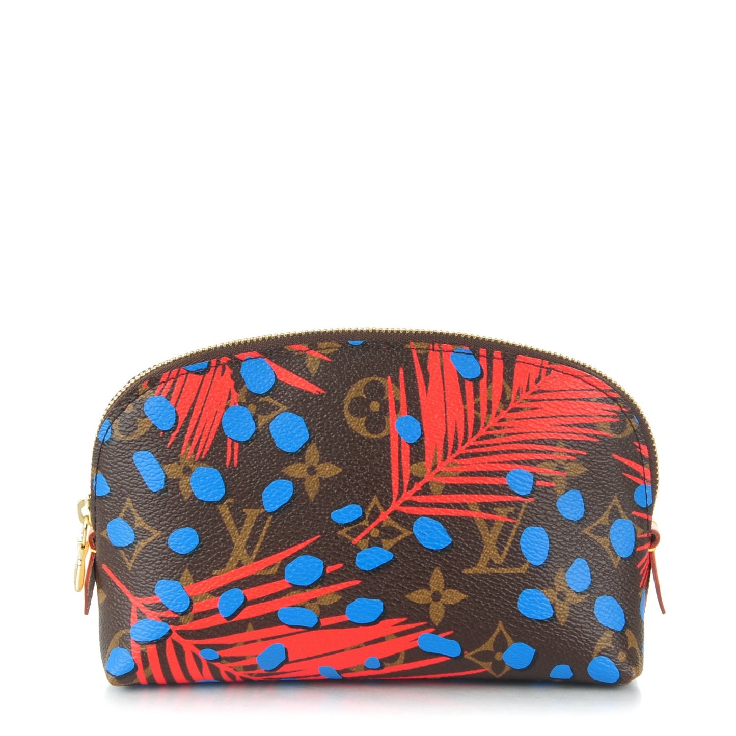 Monogram Jungle Dots Cosmetic Pouch Coquelicot Denim
