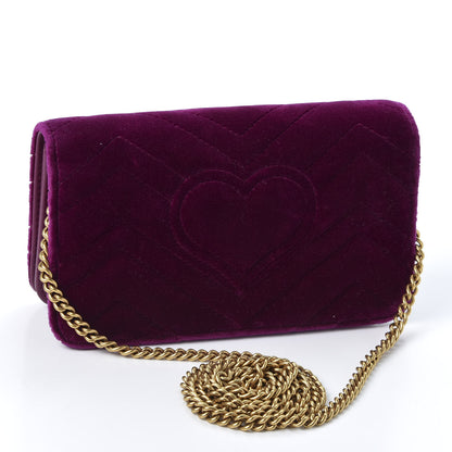 Gucci Velvet Matelasse GG Marmont Mini Bag Fuchsia Violet Cyclamen 2 of 8
