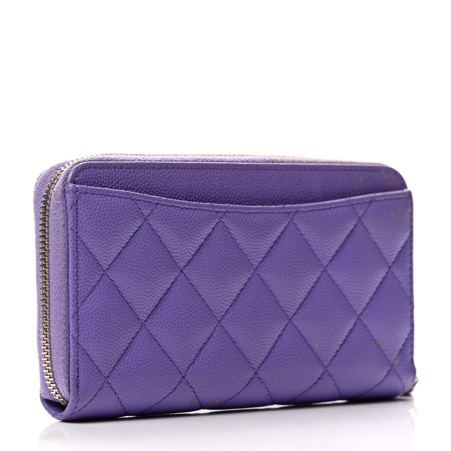 Caviar Quilted Medium Zip Around Wallet Purple