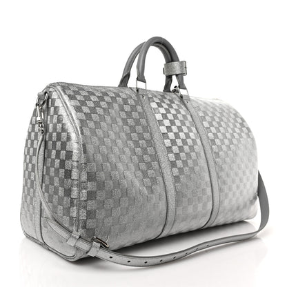 Louis Vuitton Damier Glitter Keepall Bandouliere 50 Silver 3 of 9