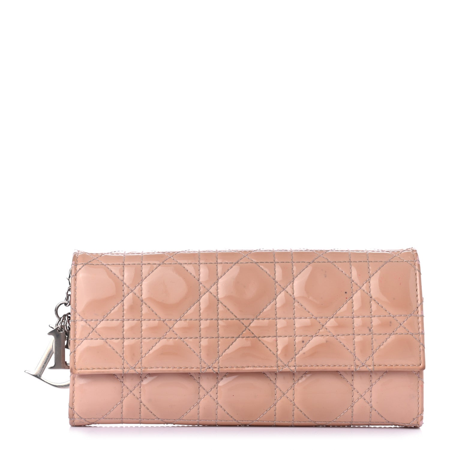 Christian Dior Patent Cannage Lady Dior Rendezvous Wallet On Chain Pink 1 of 9
