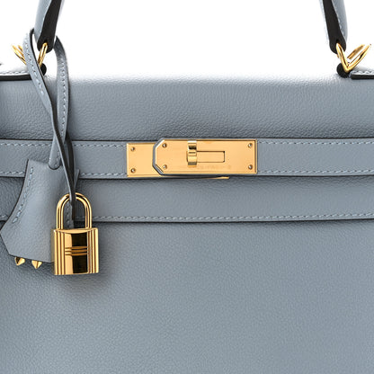 Hermes Evercolor Kelly Retourne 28 Bleu Lin 8 of 11