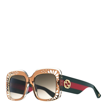 Gucci Acetate Crystals Web Square Frame GG3862/S Sunglasses Brown 1 of 7