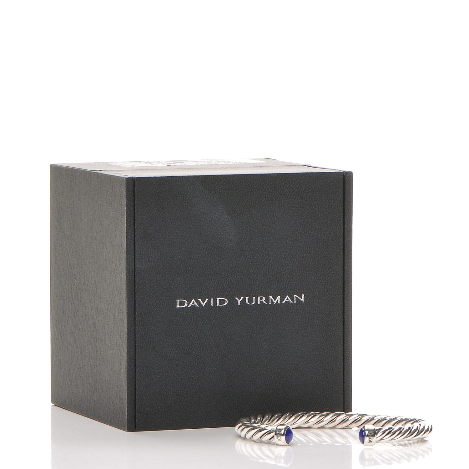 David Yurman Sterling Silver Lapis Lazuli 6mm Cable Classic Cuff Bracelet 5 of 5