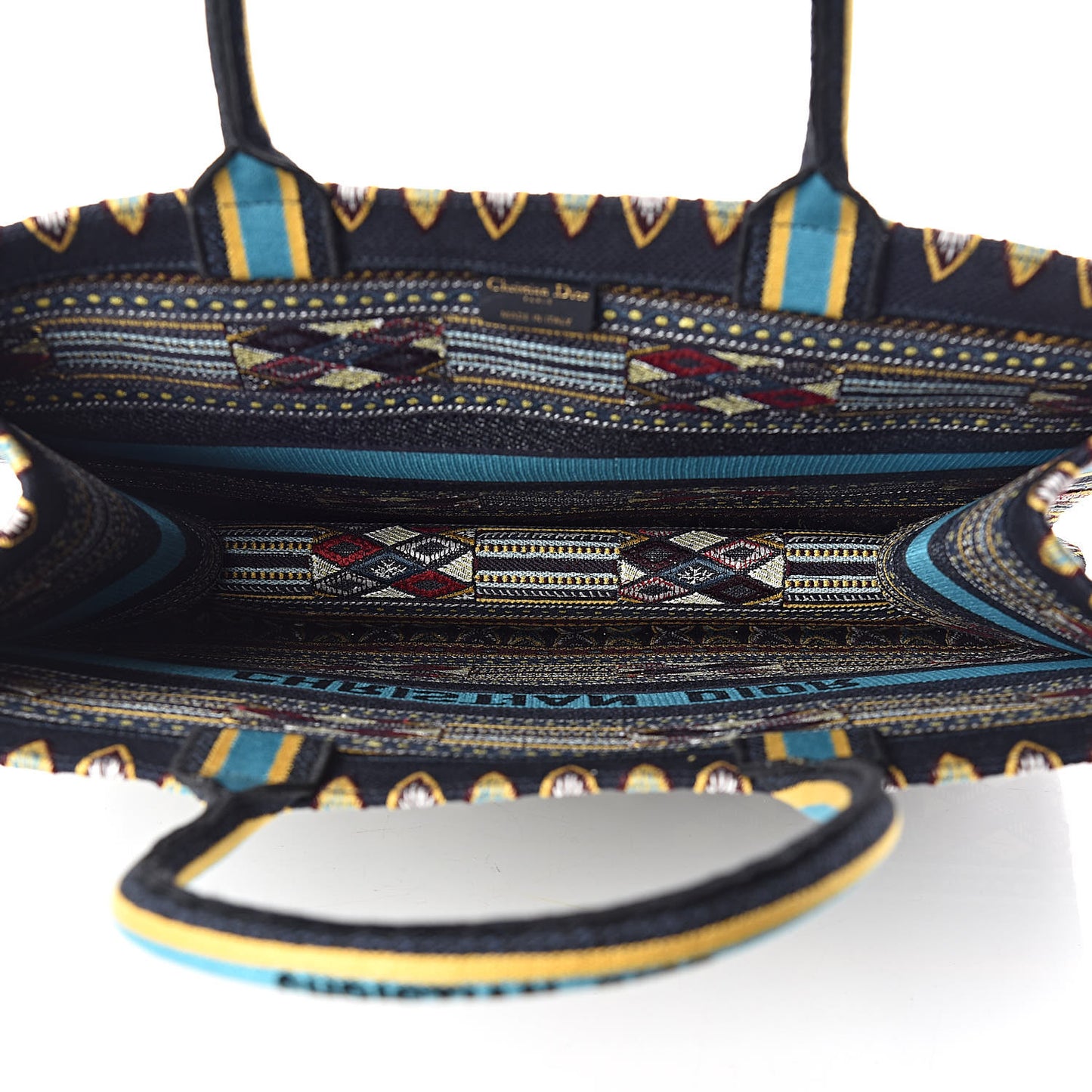 Canvas Embroidered Book Tote Blue Multicolor