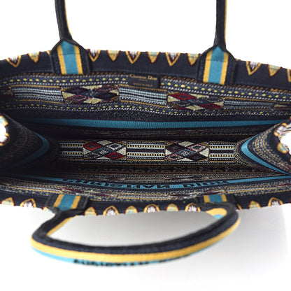 Christian Dior Canvas Embroidered Book Tote Blue Multicolor 5 of 10
