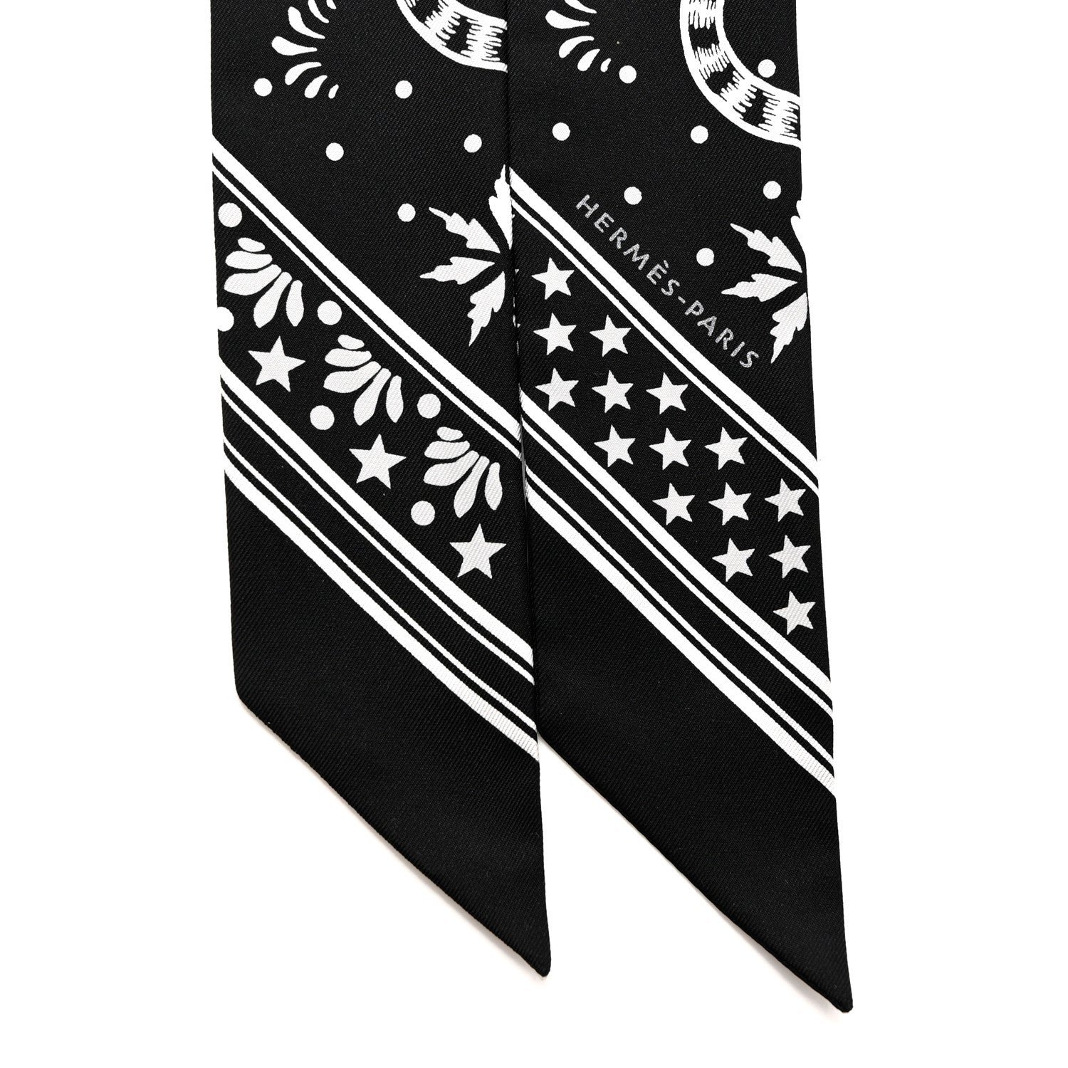 Hermes Silk Les Leopards Twilly Black White 2 of 4