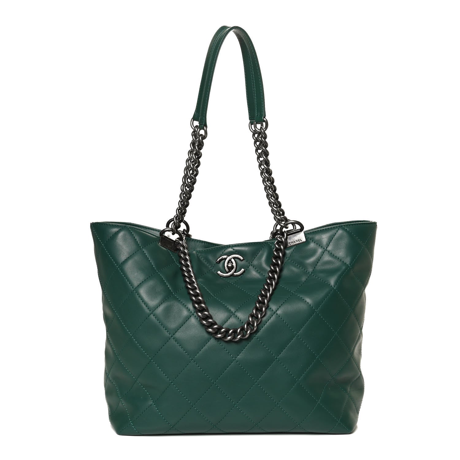 Chanel Calfskin Quilted Large Shopping In Chains Tote Green 1 of 14