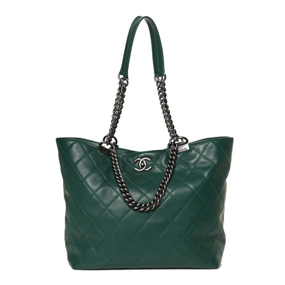 Chanel Calfskin Quilted Large Shopping In Chains Tote Green 1 of 14