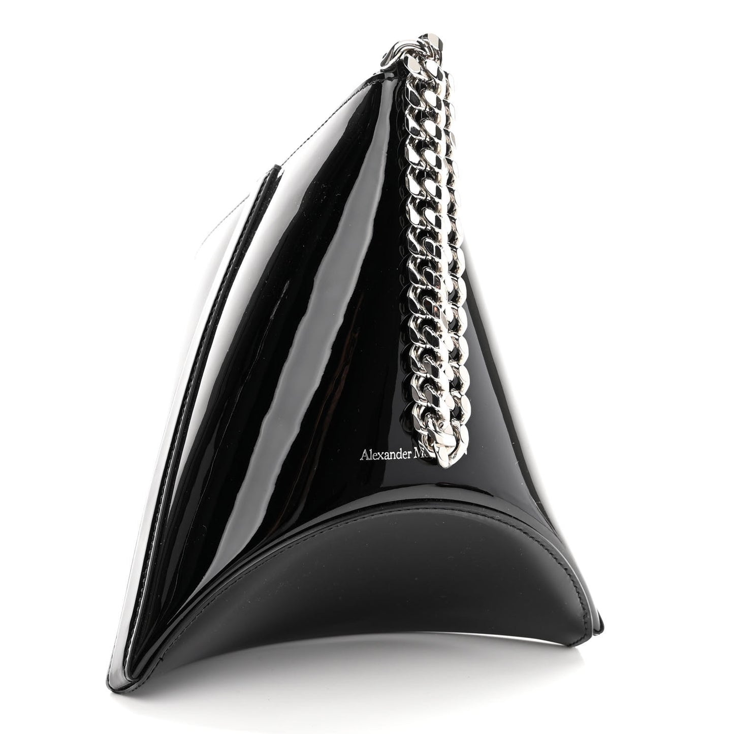 Patent Calfskin The Curve Pouch Black