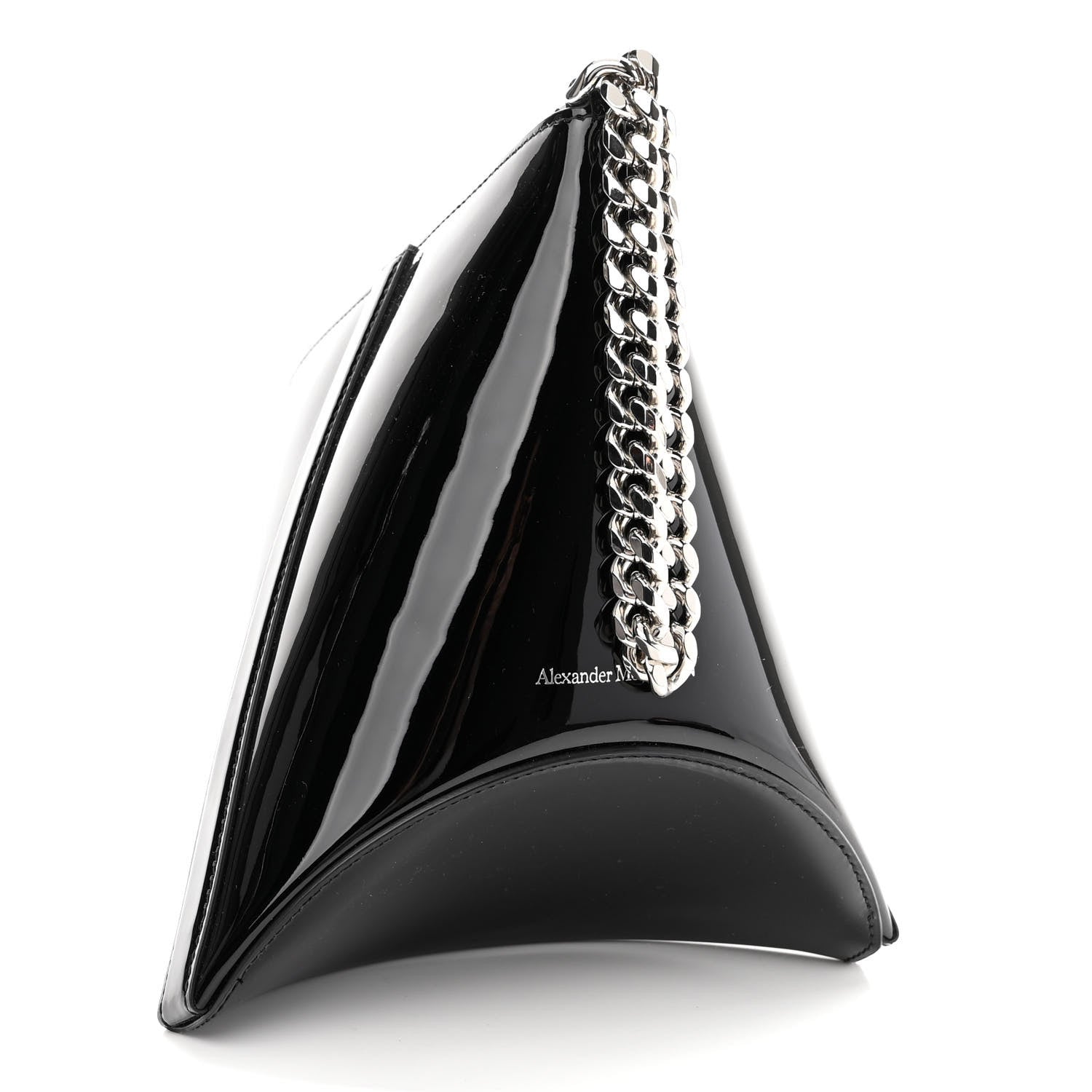 Alexander McQueen Patent Calfskin The Curve Pouch Black 3 of 9