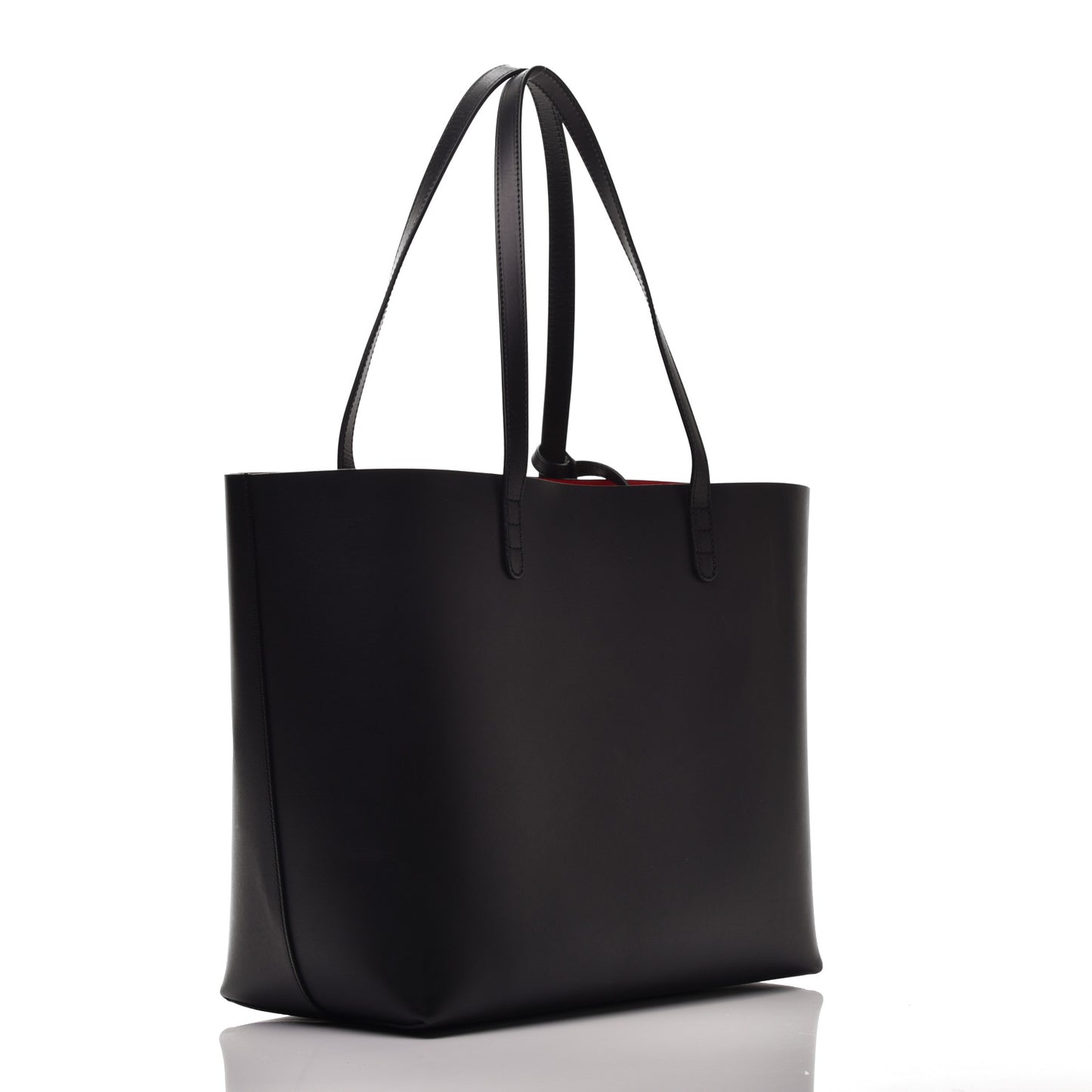 Calfskin Large Shopping Tote Black Flamma
