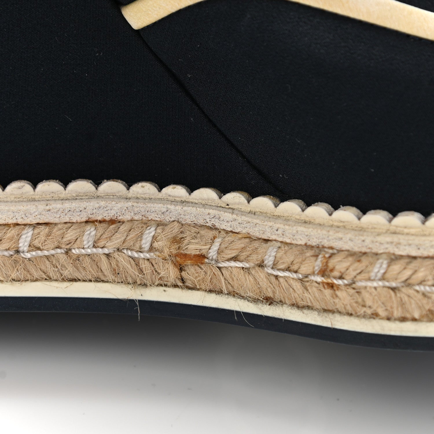 Chanel Silk Crepe Suede Calfskin Lace Up Wedge Espadrilles 35 Navy Grey 10 of 19