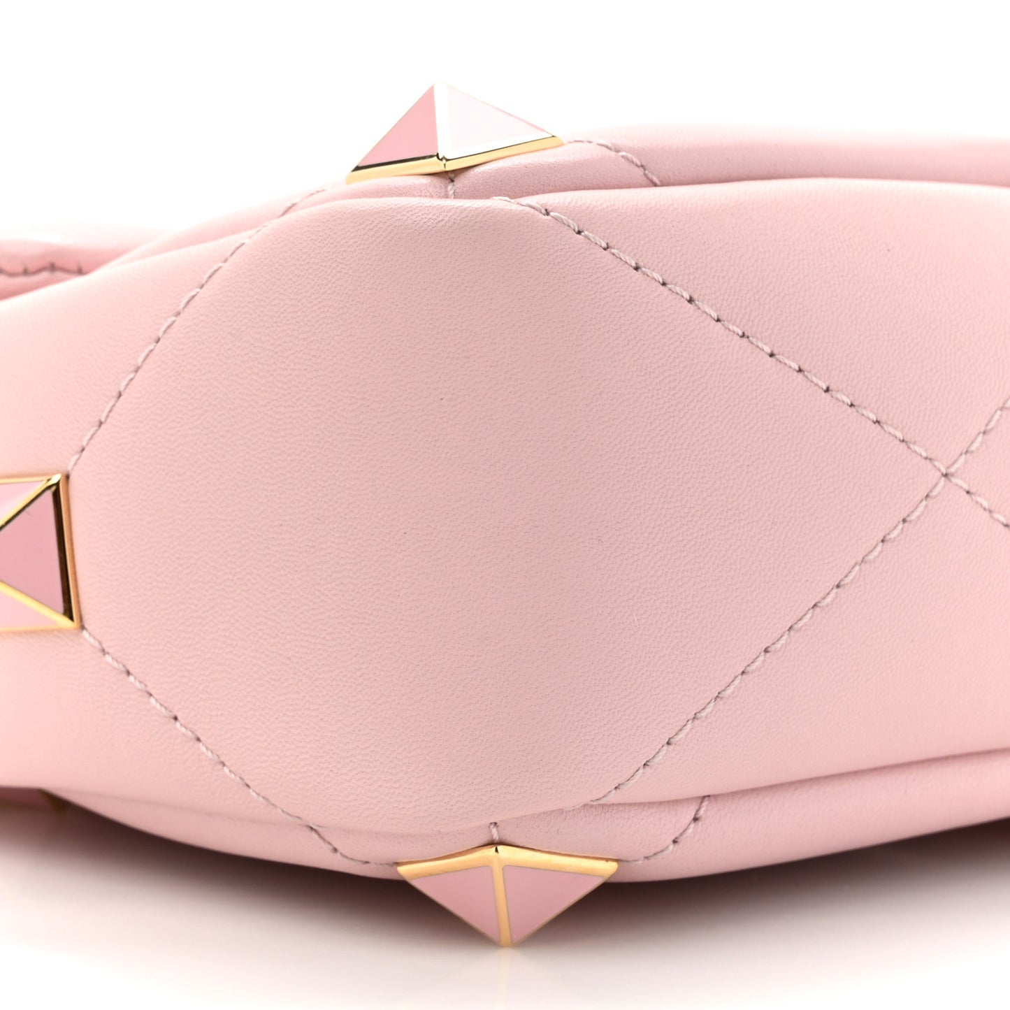 Nappa Enamel Medium Roman Stud Shoulder Bag Rose Quartz