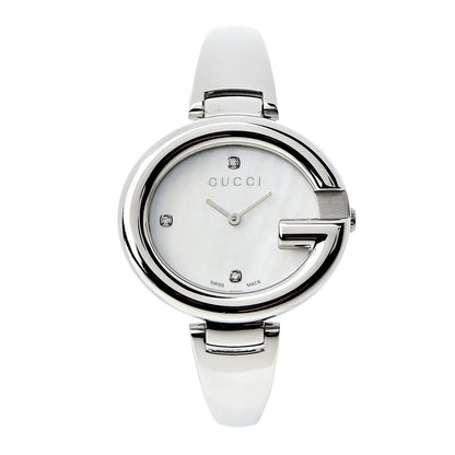 Gucci Stainless Steel Diamond Mother of Pearl 36mm Guccissima Quartz Watch 1 of 6