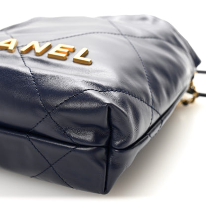 Chanel Shiny Calfskin Quilted Mini Chanel 22 Navy Blue 21 of 21
