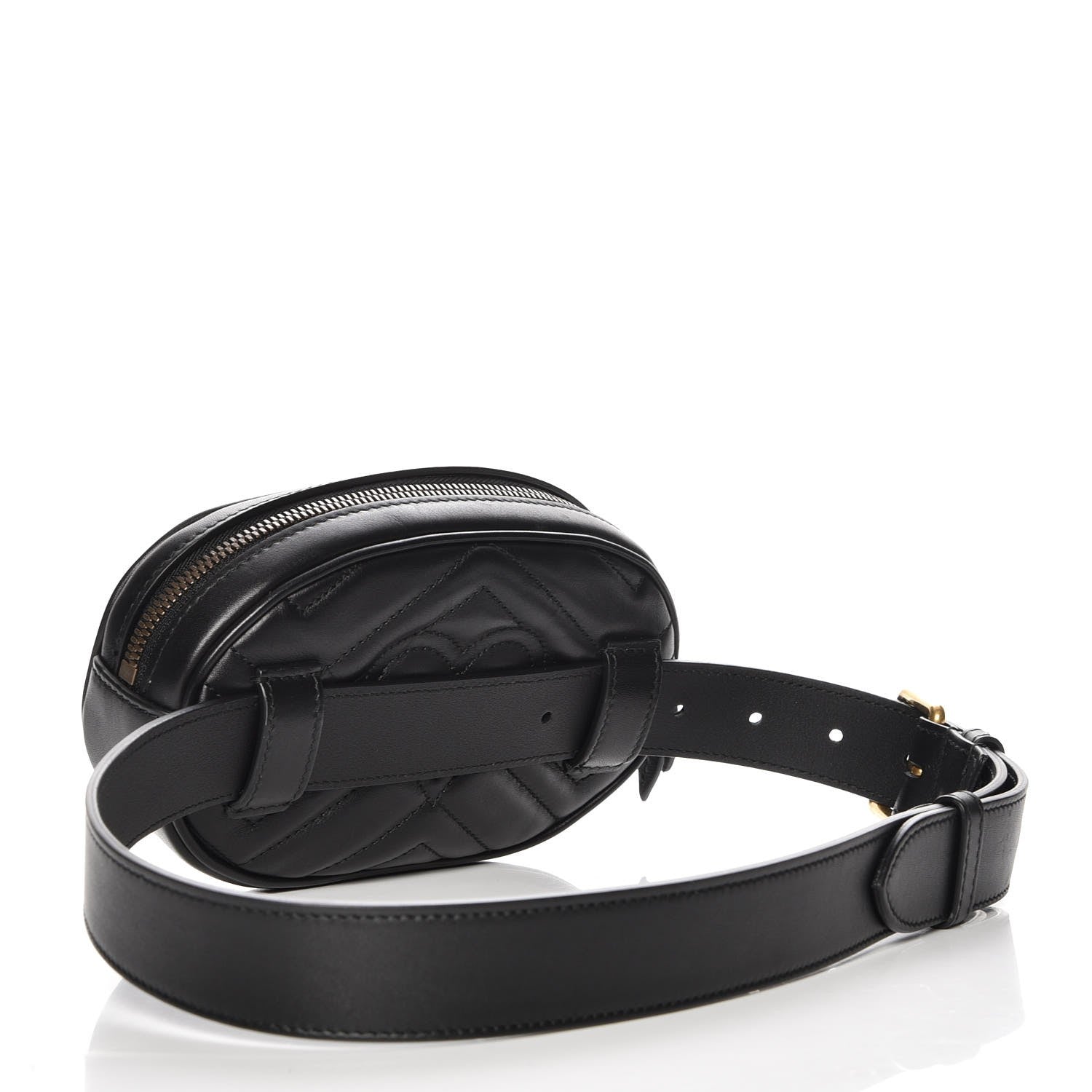 Gucci Calfskin Matelasse GG Marmont Belt Bag 75 30 Black 3 of 7