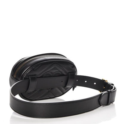 Gucci Calfskin Matelasse GG Marmont Belt Bag 75 30 Black 3 of 7