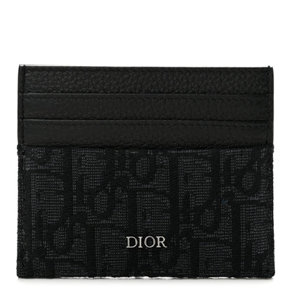 Christian Dior Oblique Jacquard Grained Calfskin Card Holder Black 1 of 10