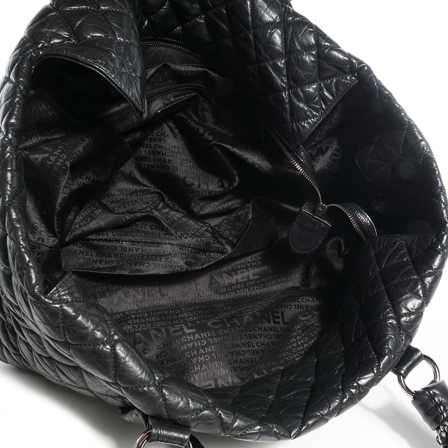 Chanel Distressed Lambskin Vintage Ligne Lady Braid XL Tote Black 5 of 7
