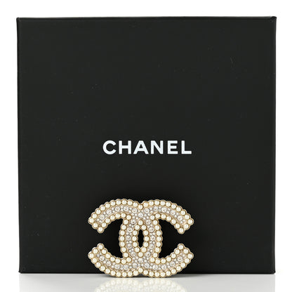 Chanel Pearl Crystal CC Brooch Gold 5 of 5