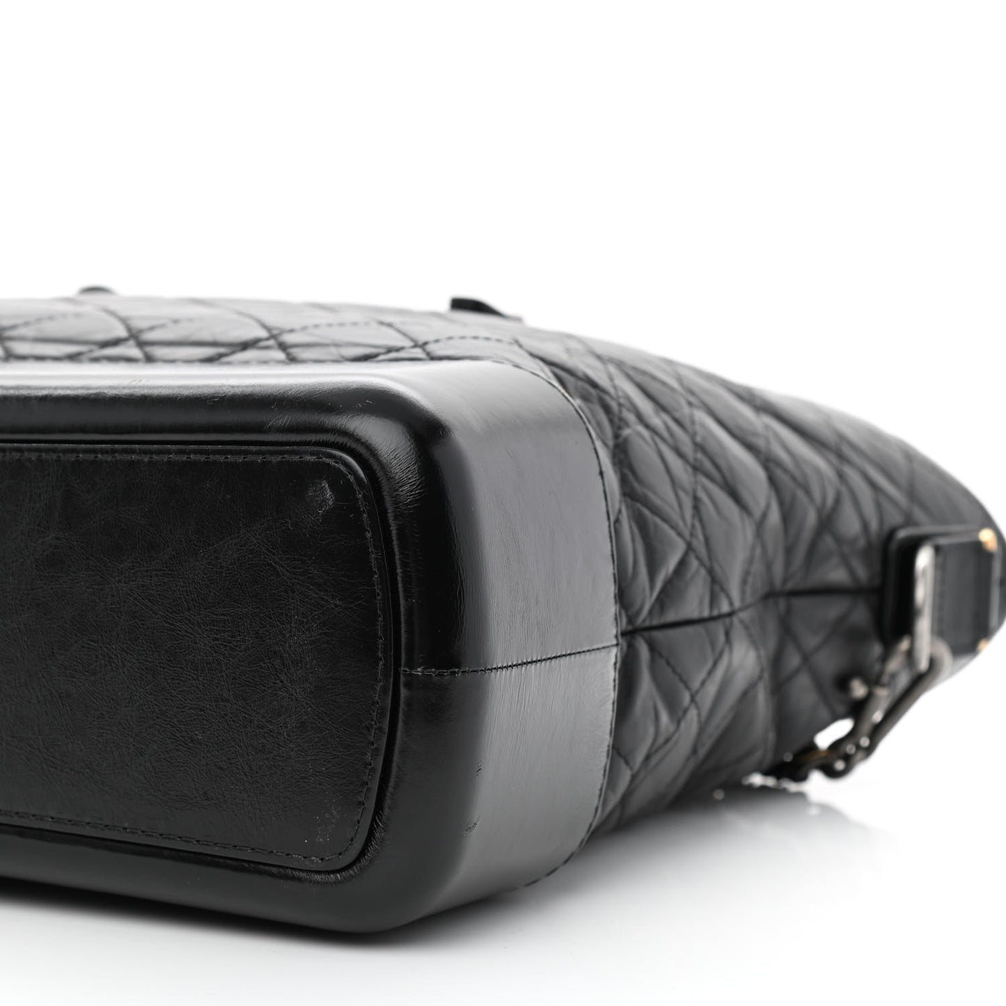 Aged Calfskin Quilted Large Gabrielle Shopping Tote Black