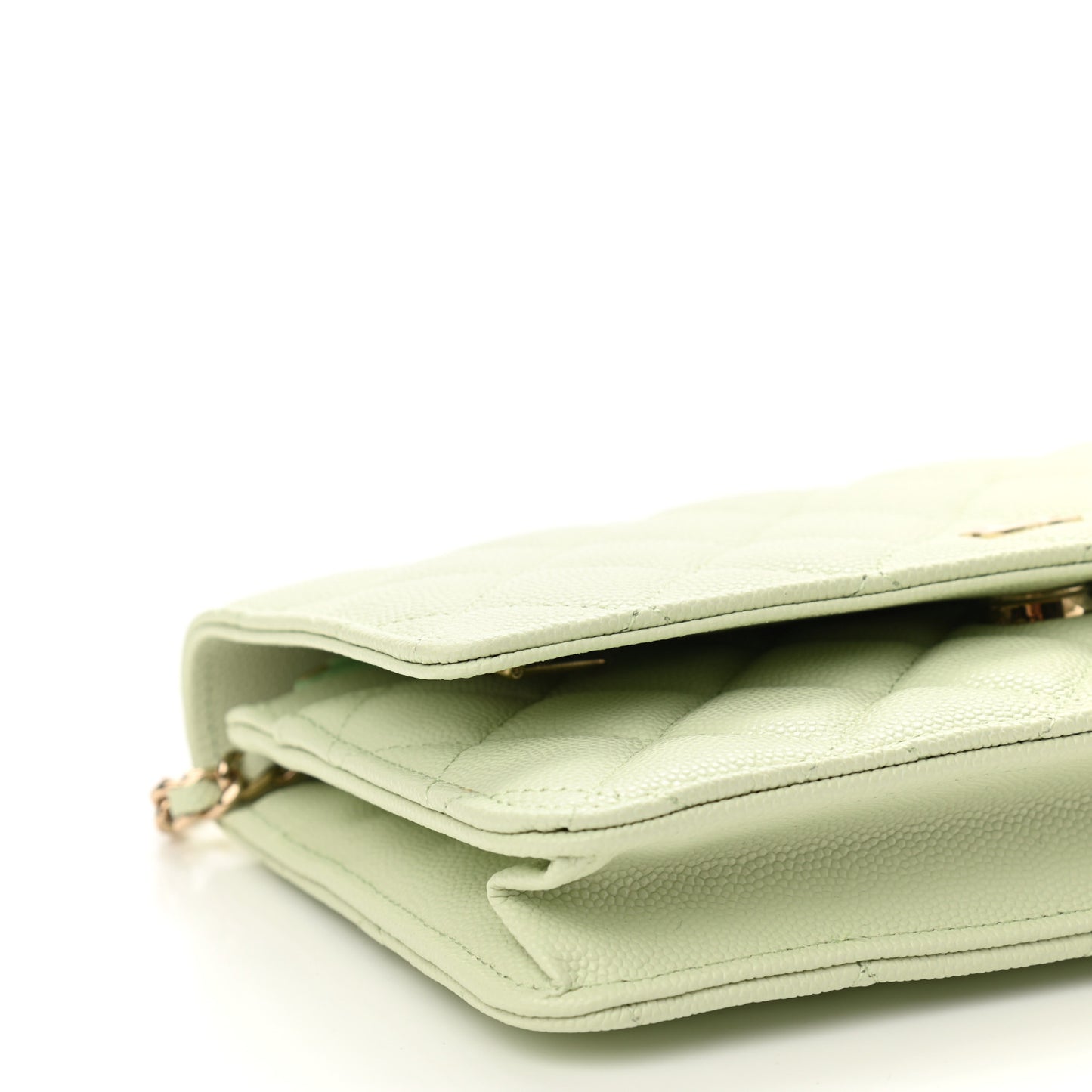 Caviar Quilted Wallet On Chain WOC Light Green