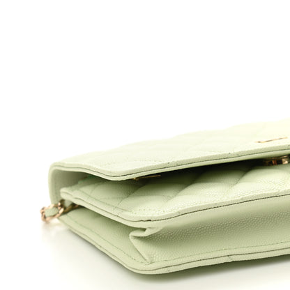 Chanel Caviar Quilted Wallet On Chain WOC Light Green 10 of 12