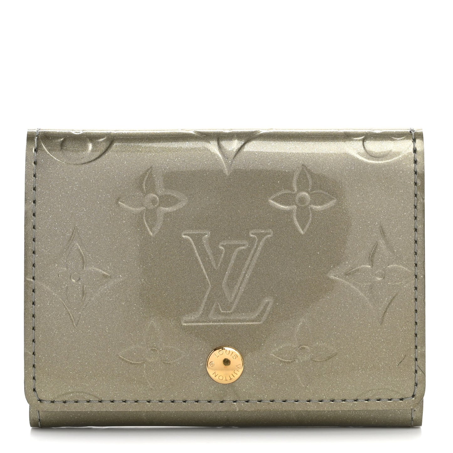 Vernis Business Card Holder Gris Art Deco
