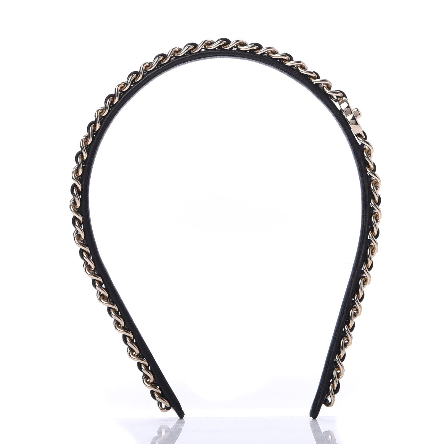 Chanel Metal Lambskin CC Turnlock Chain Headband Gold Black 3 of 6