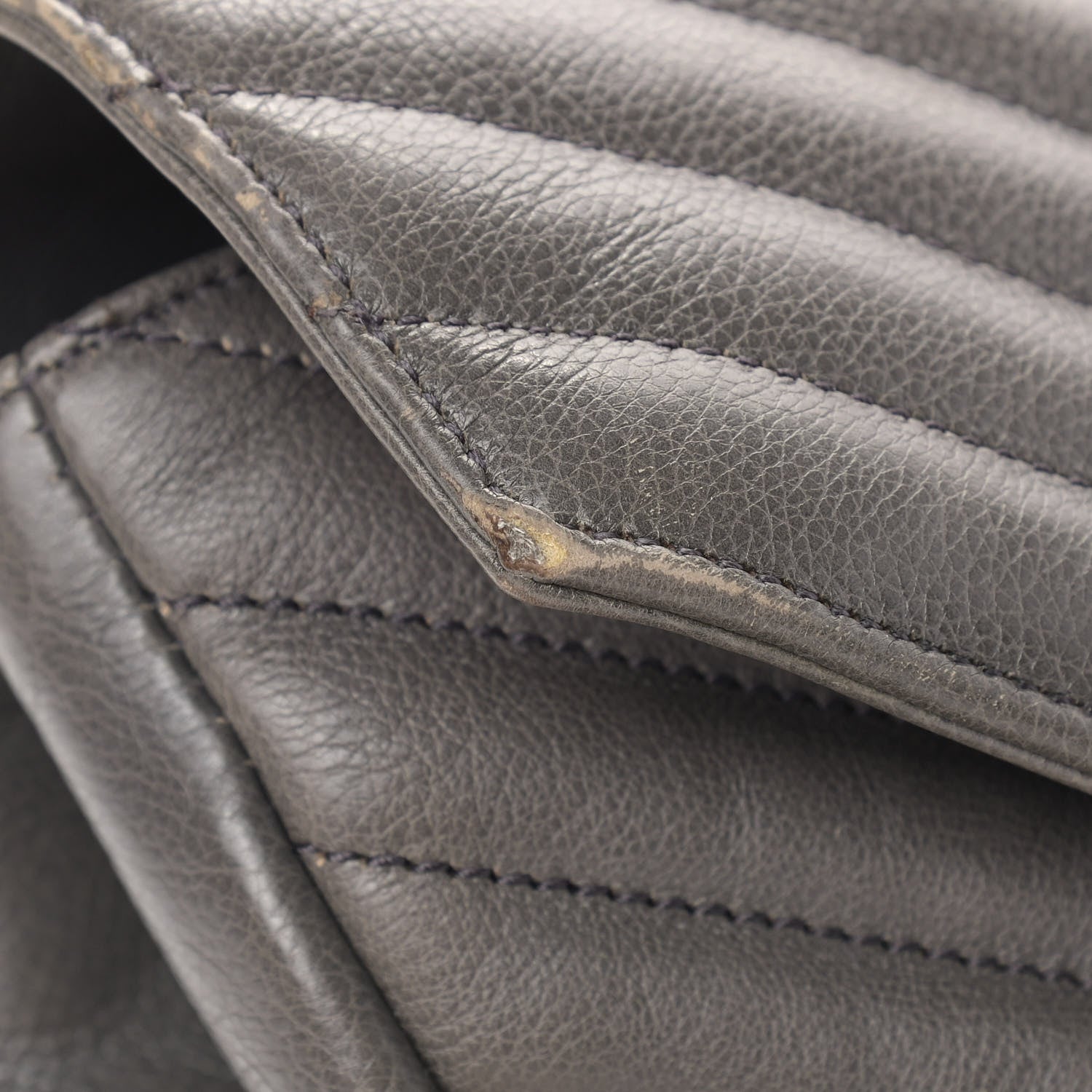 Saint Laurent Sheepskin Matelasse Chevron Monogram Large College Satchel Dark Anthracite 11 of 13