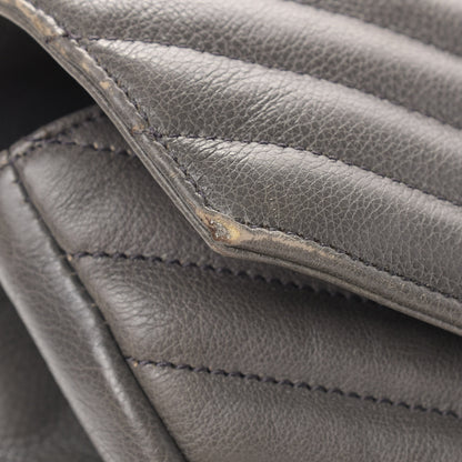 Saint Laurent Sheepskin Matelasse Chevron Monogram Large College Satchel Dark Anthracite 11 of 13
