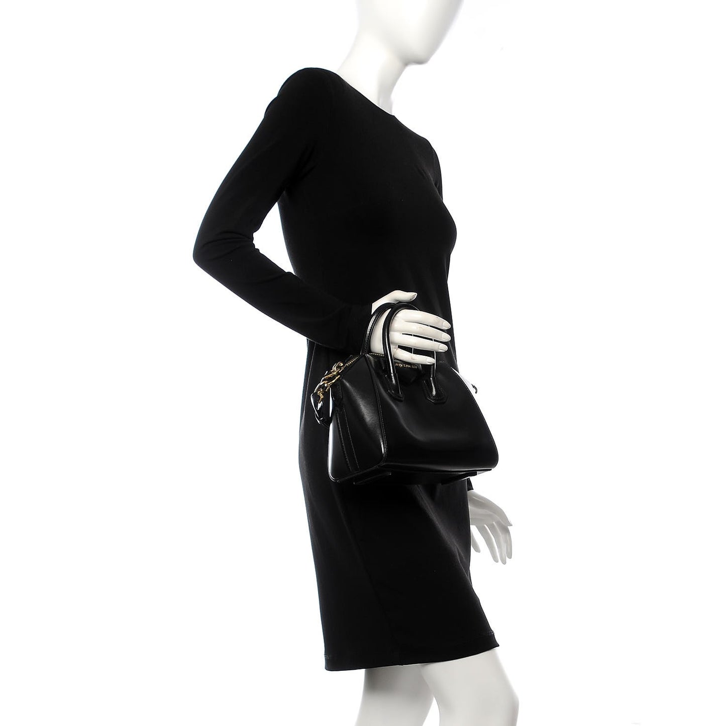 Shiny Lord Calfskin Mini Antigona Black