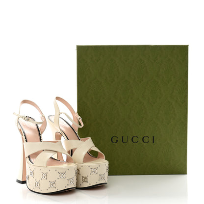 Gucci Malaga Kid Interlocking G Studs 155mm Platform Sandals 40 Mystic White 10 of 10