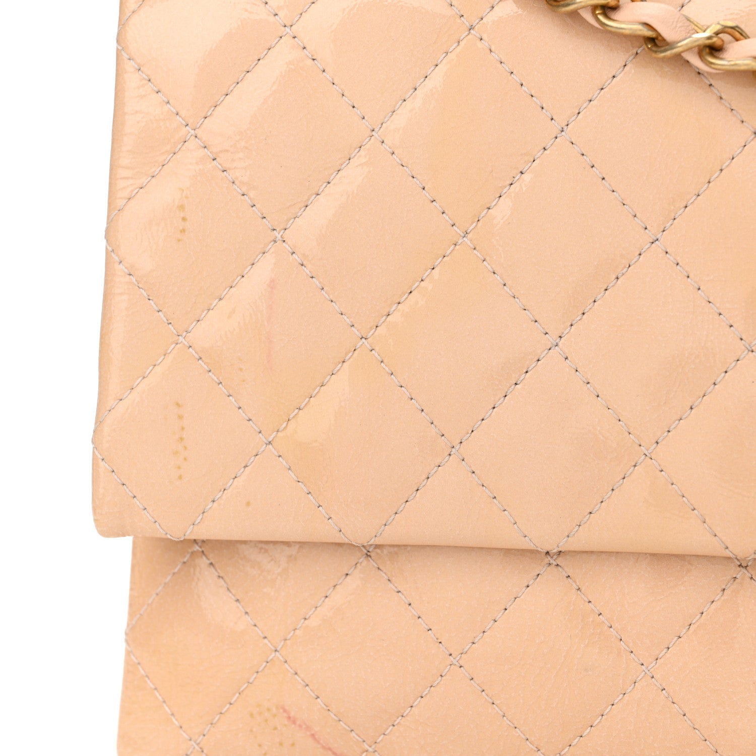 Chanel Patent Goatskin Quilted 3 Pocket Accordion Flap Light Beige 12 of 13
