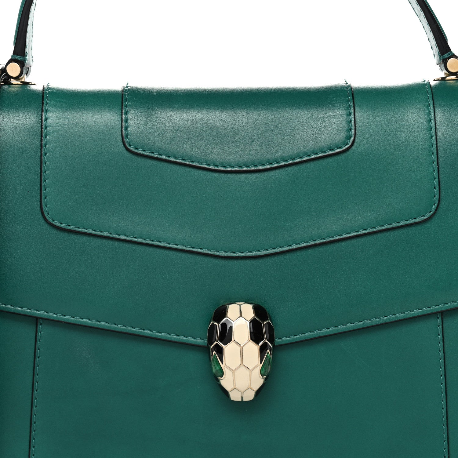 Bulgari Calfskin Large Serpenti Forever Top Handle Emerald Green 8 of 10