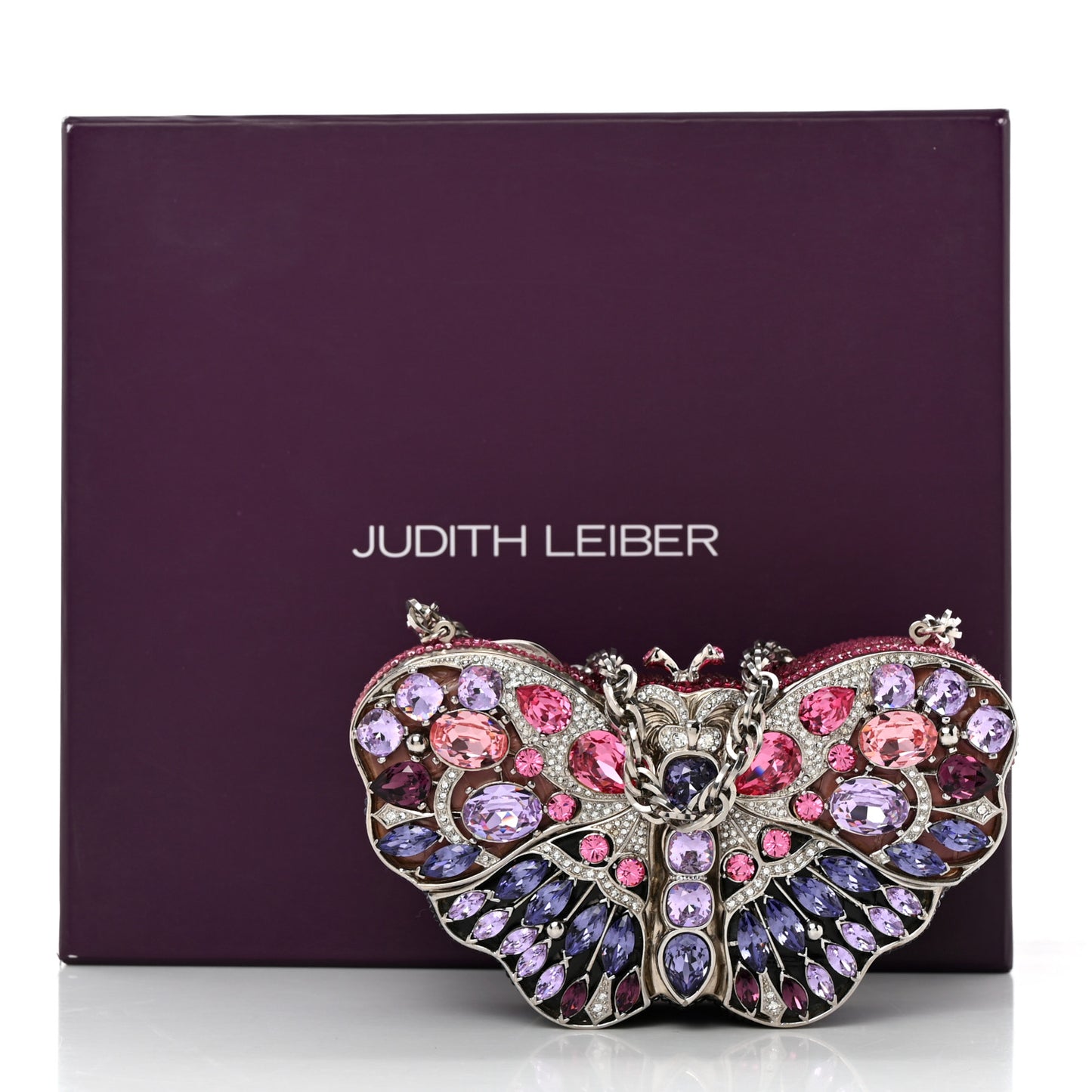 Crystal Butterfly Celestrina Minaudiere Clutch Plum