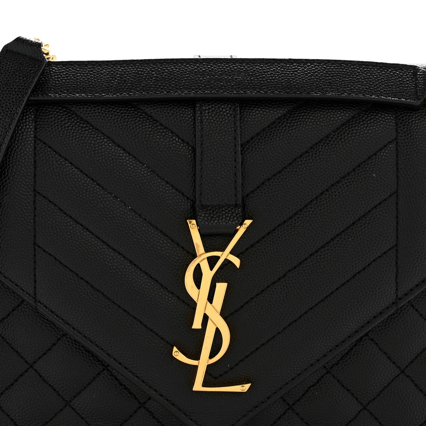 Grain De Poudre Textured Mixed Matelasse Triquilt Medium Monogram Satchel Black